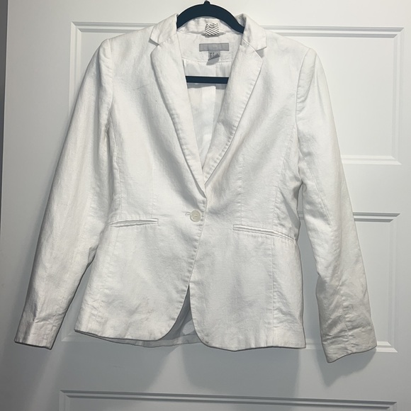 White linen single button blazer size 8 - Picture 3 of 8